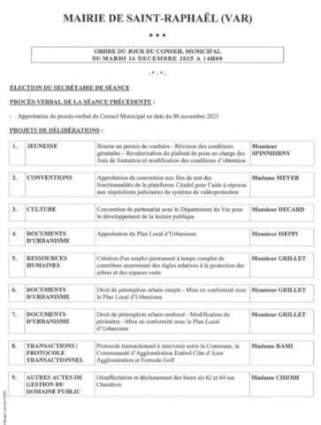 ODJ Conseil Municipal 251216