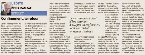 Confinement, le retour