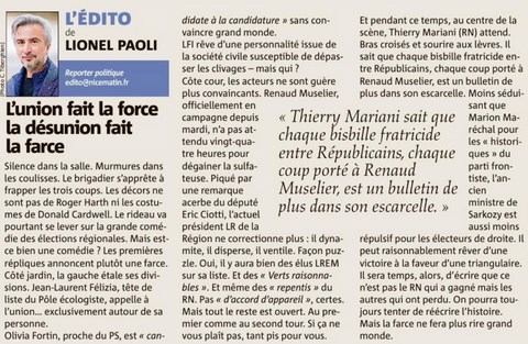 L'union fait la force la désunion fait la farce