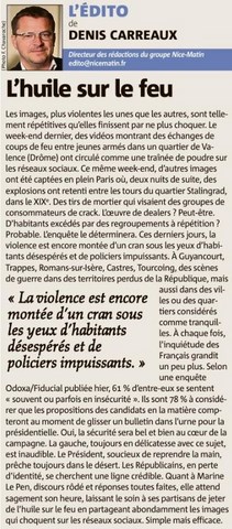 L'huile sur le feu